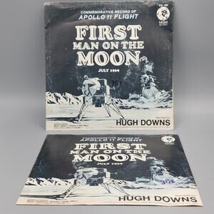 First Man On the Moon, Apollo 11 - 1969 7” MGM Hugh Downs 45 rpm 2 Records
